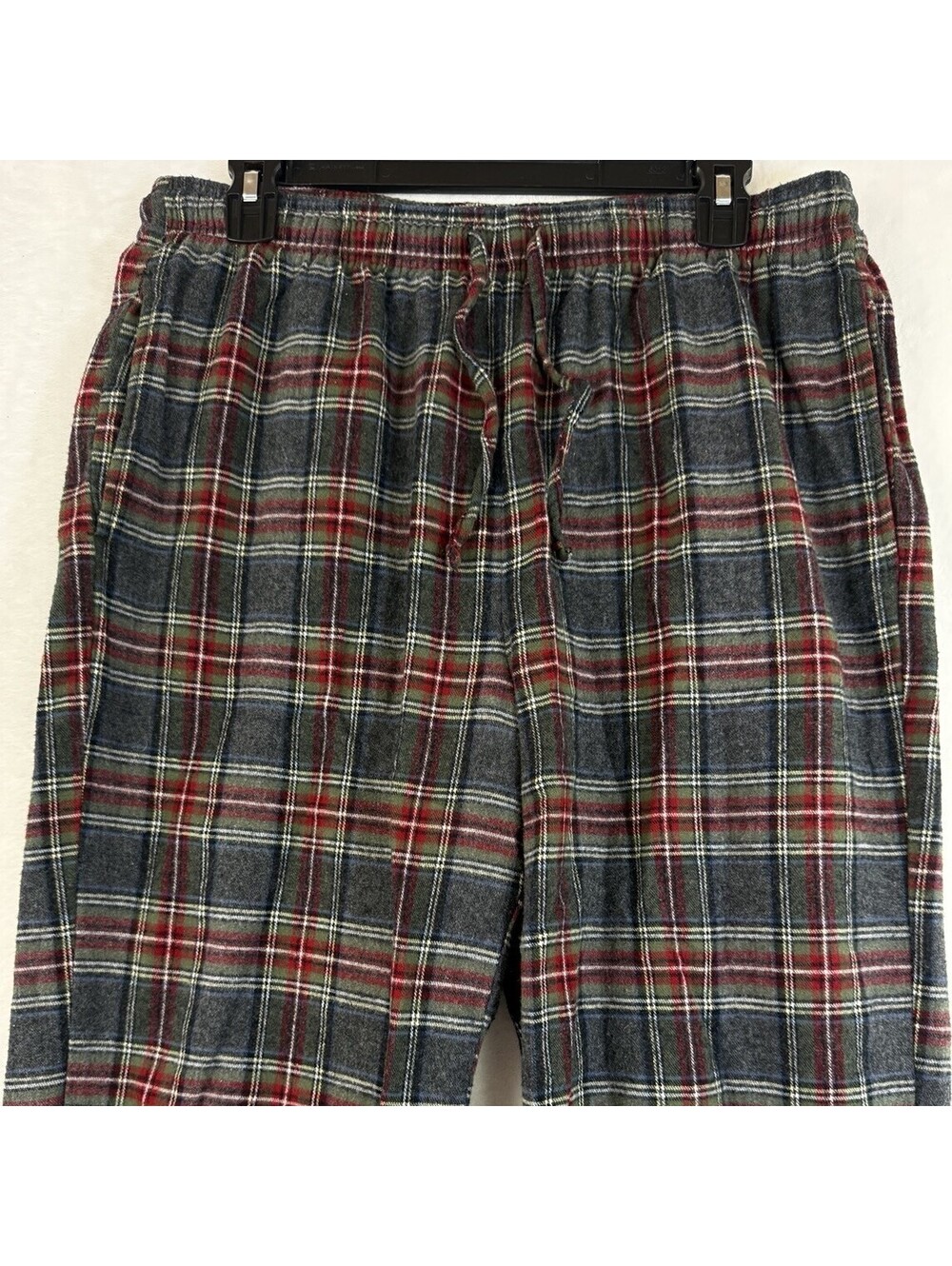 LL Bean Scotch Plaid Flannel Pajama Pants Medium 28” Mens Stewart Gray Red Plaid
